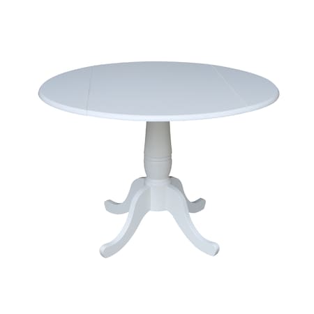 International Concepts Round 42, Round dual drop Leaf Pedestal Table, 29.5  inH, White, 42 W, 42 L, 29.5 in H, Wood, White K08-42DPT